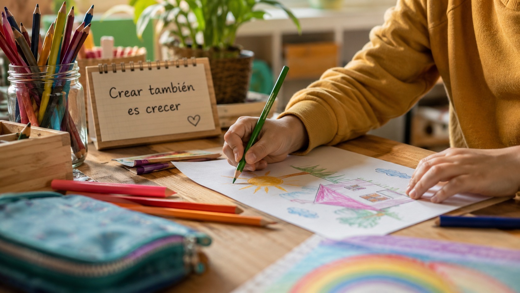 Actividad creativa sin mostrar rostros de menores